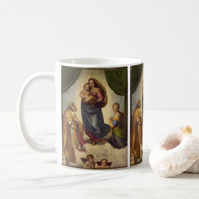Sistine Madonna by Rapahel Coffee Mug (With Donut)