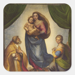 Sistine Madonna by Rapahel Square Sticker