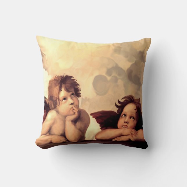 Sistine Madonna Cherubs Raffaelo Sanzio Cushion (Front)