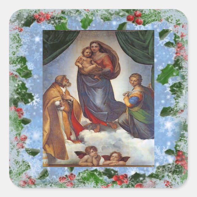 Sistine Madonna Christmas Sticker (Front)