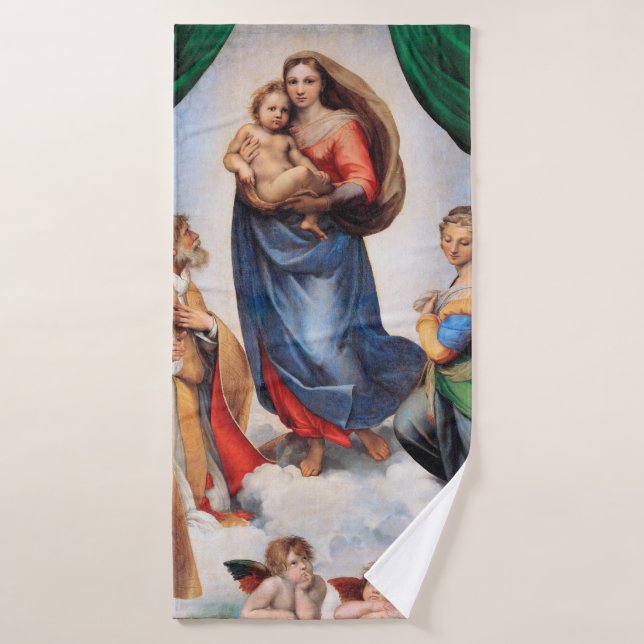 Sistine Madonna, Raphael Bath Towel (Bath Towel)