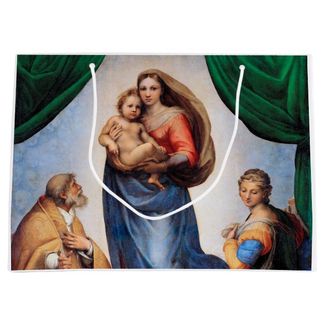 Sistine Madonna, Raphael Large Gift Bag (Front)