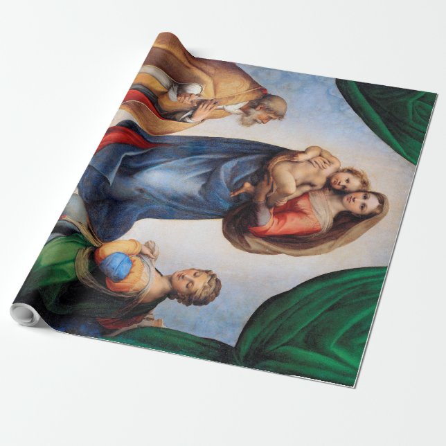Sistine Madonna, Raphael Wrapping Paper (Unrolled)