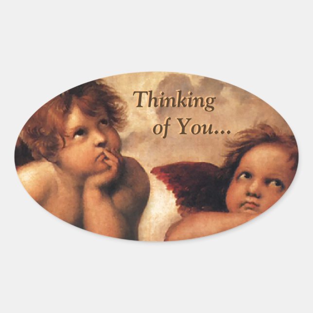 Sistine Madonna Thinking of You... Oval Sticker (Front)