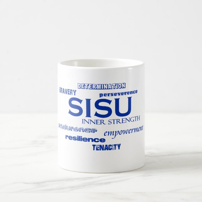 SISU face mask bravery tenacity strength Coffee Mug (Center)