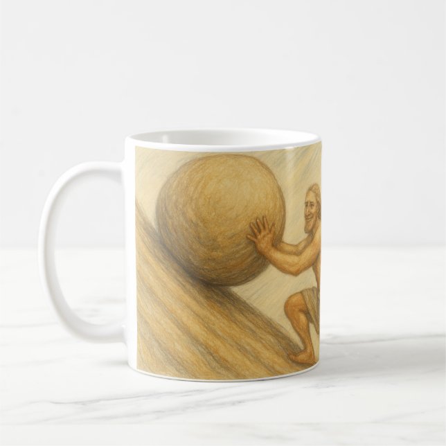 Sisyphus Happy Coffee Mug (Left)