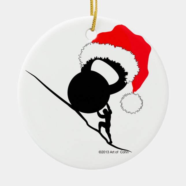Sisyphus Kettlebell Merry Christmas Ceramic Tree Decoration (Front)