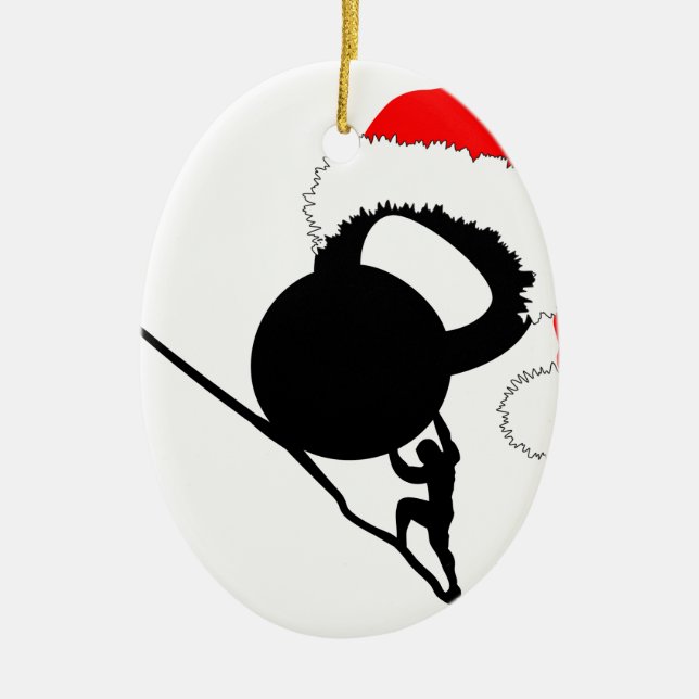 Sisyphus Kettlebell Merry Christmas Ceramic Tree Decoration (Front)