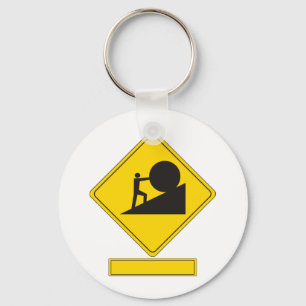 Sisyphus Road Sign Key Ring