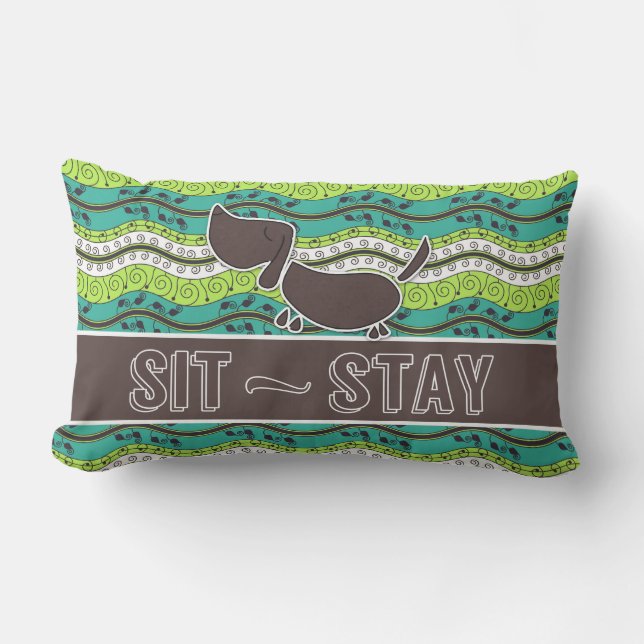 Sit and Stay Monogrammed Dog Lover Lumbar Cushion (Front)