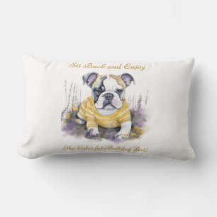 Sit back and enjoy the colourful bulldog art! lumbar cushion