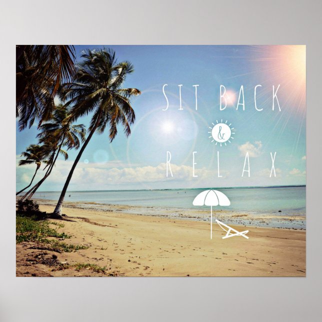 Sit back and Relax Palm Trees on a Tropical Beach Poster (Front)