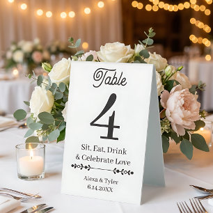 Sit, Eat and Celebrate Love Wedding Table Number