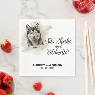 Sit, Shake & Celebrate Siberian Huskie Wedding Napkin