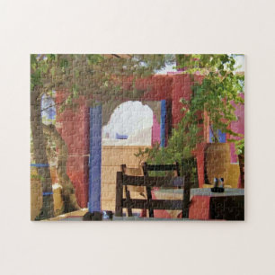 Sit & Stay Awhile Greek Taverna Poster Jigsaw Puzzle