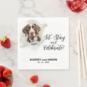 Sit, Stay & Celebrate German Wirehaired Pointer Napkin