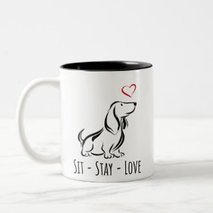 Sit-Stay-Love Basset Hound Two-Tone Coffee Mug