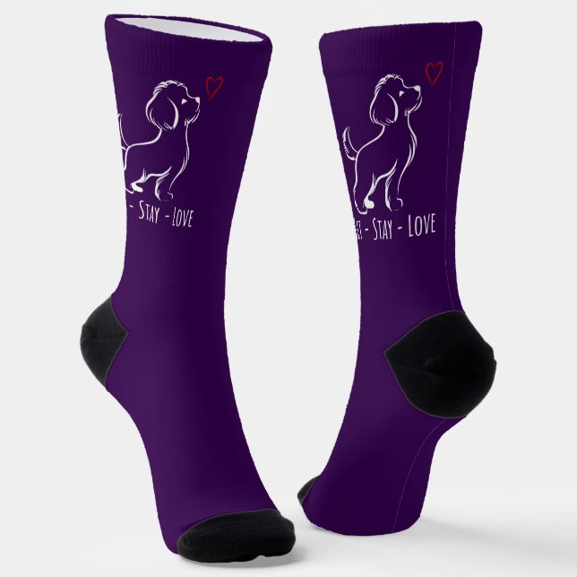 Sit-Stay-Love Bichon Socks (Angled)