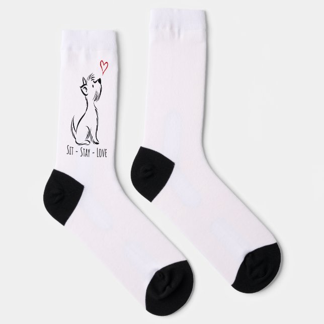 Sit-Stay-Love Westie Socks (Right)