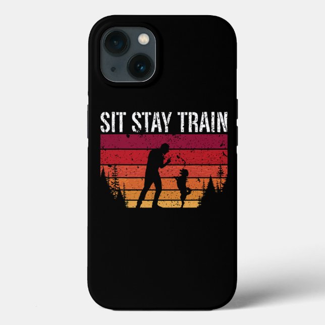 Sit Stay Train Retro Veterinarian Zookeeper Animal Case-Mate iPhone Case (Back)