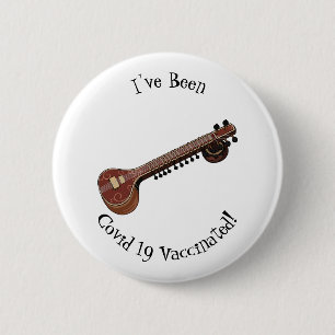 Sitar cartoon illustration 6 cm round badge