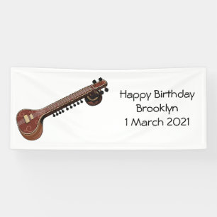 Sitar cartoon illustration banner