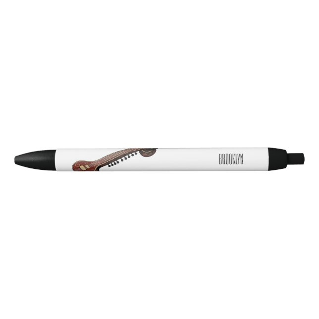 Sitar cartoon illustration black ink pen (Front)