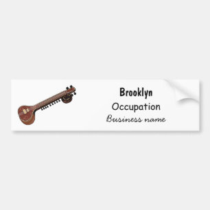 Sitar cartoon illustration bumper sticker