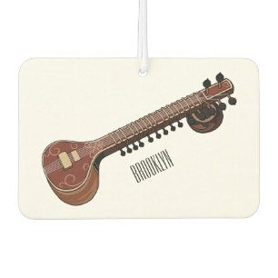 Sitar cartoon illustration car air freshener