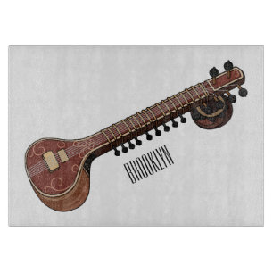Sitar cartoon illustration cutting board