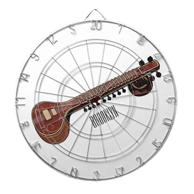 Sitar cartoon illustration dartboard (Front)