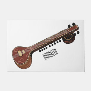 Sitar cartoon illustration doormat