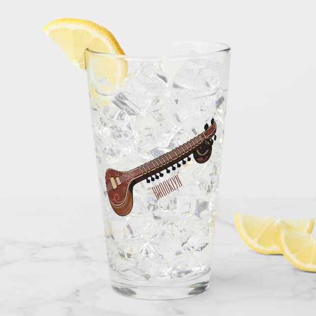 Sitar cartoon illustration glass (Front Ice)