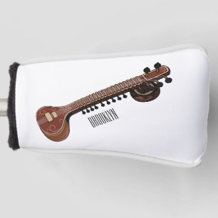 Sitar cartoon illustration golf head cover