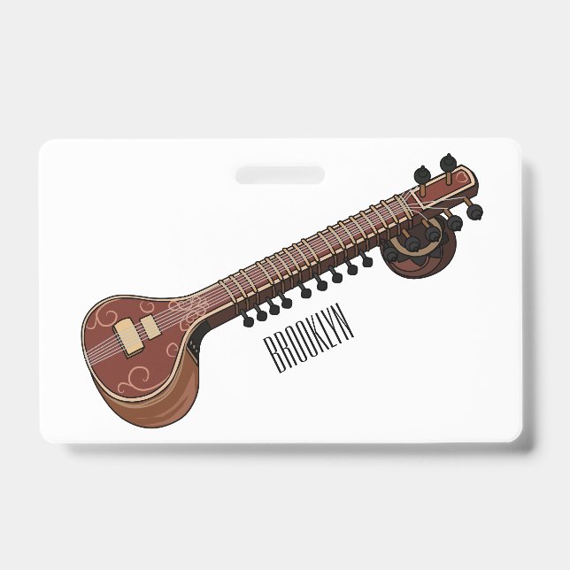 Sitar cartoon illustration ID badge (Front)