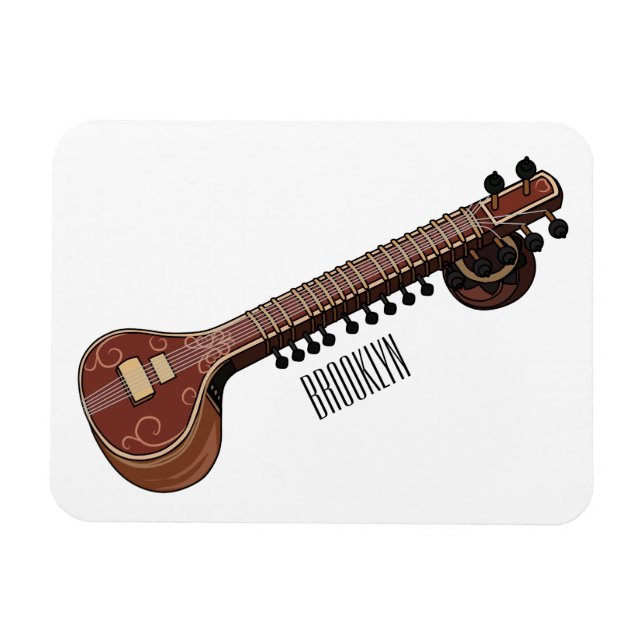 Sitar cartoon illustration magnet (Horizontal)