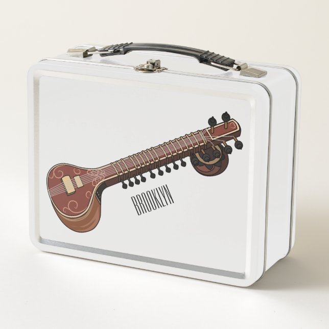 Sitar cartoon illustration metal lunch box (Front)