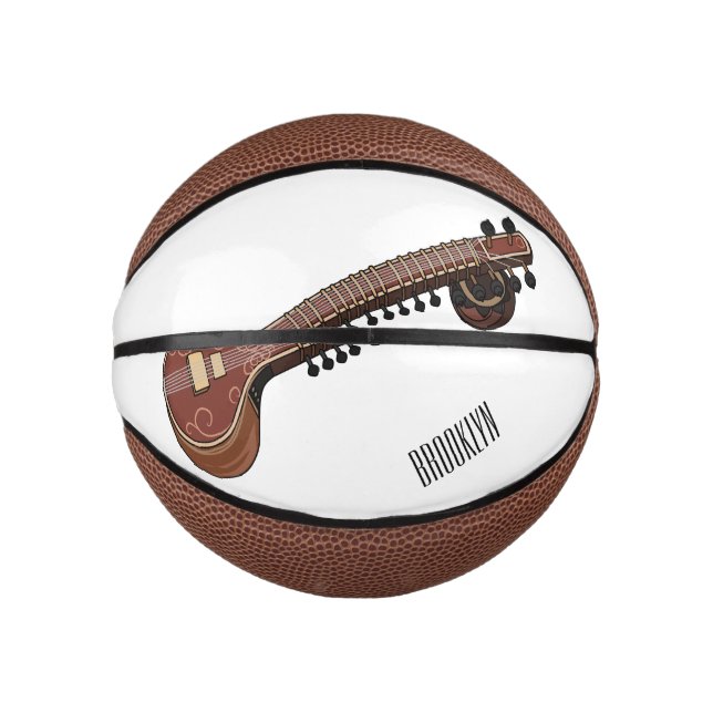 Sitar cartoon illustration mini basketball (Front)