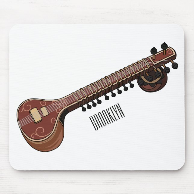 Sitar cartoon illustration mouse mat (Front)