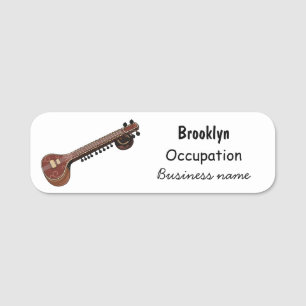 Sitar cartoon illustration name tag
