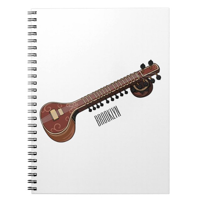 Sitar cartoon illustration notebook (Front)