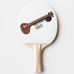 Sitar cartoon illustration ping pong paddle