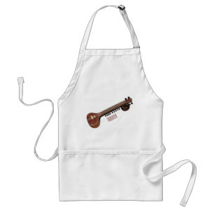 Sitar cartoon illustration standard apron