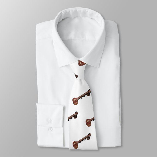 Sitar cartoon illustration tie (Tied)