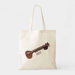 Sitar cartoon illustration tote bag