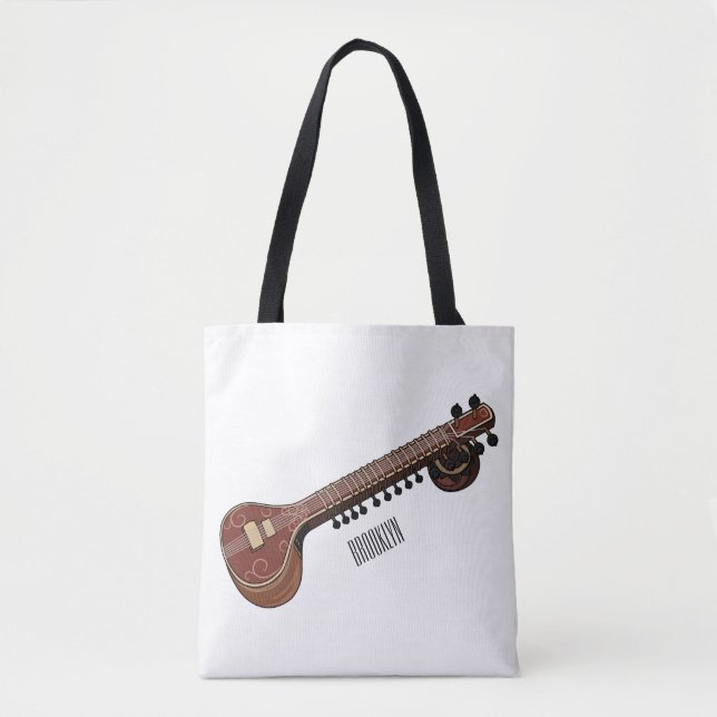 Sitar cartoon illustration tote bag (Front)