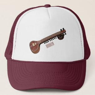 Sitar cartoon illustration trucker hat
