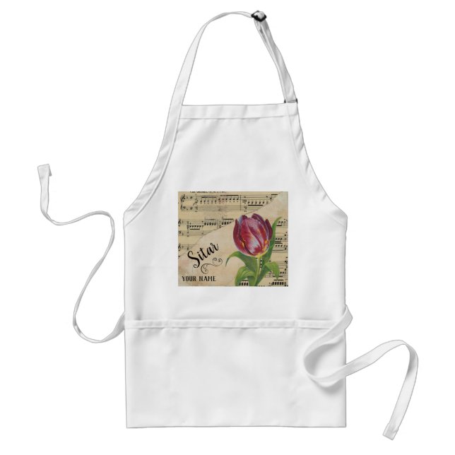 Sitar Tulip Vintage Sheet Music Customised Standard Apron (Front)