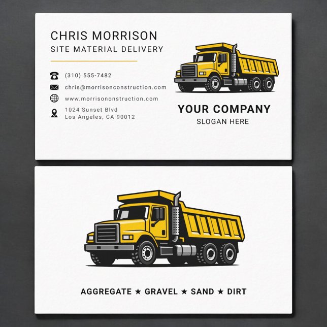 Site Material Delivery Dump Truck Business Card (Creator Uploaded)