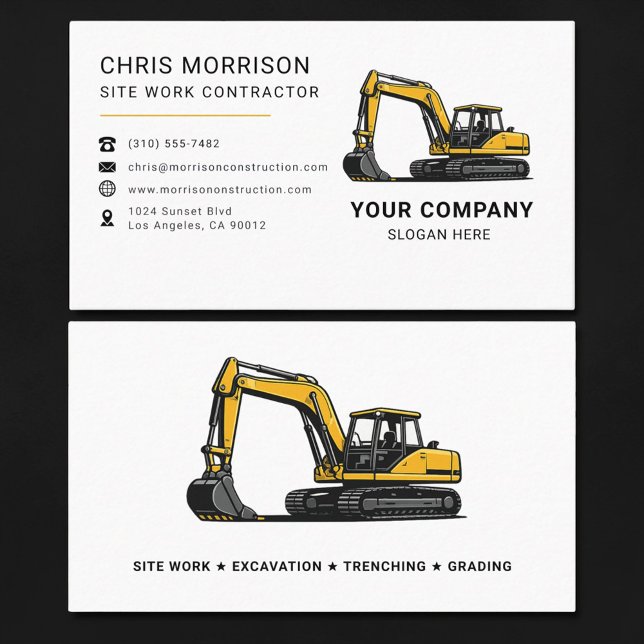 Site Work Excavation Excavator Construction Business Card (Creator Uploaded)